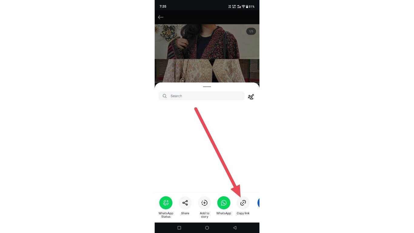 Copy Instagram photo post link from the mobile app