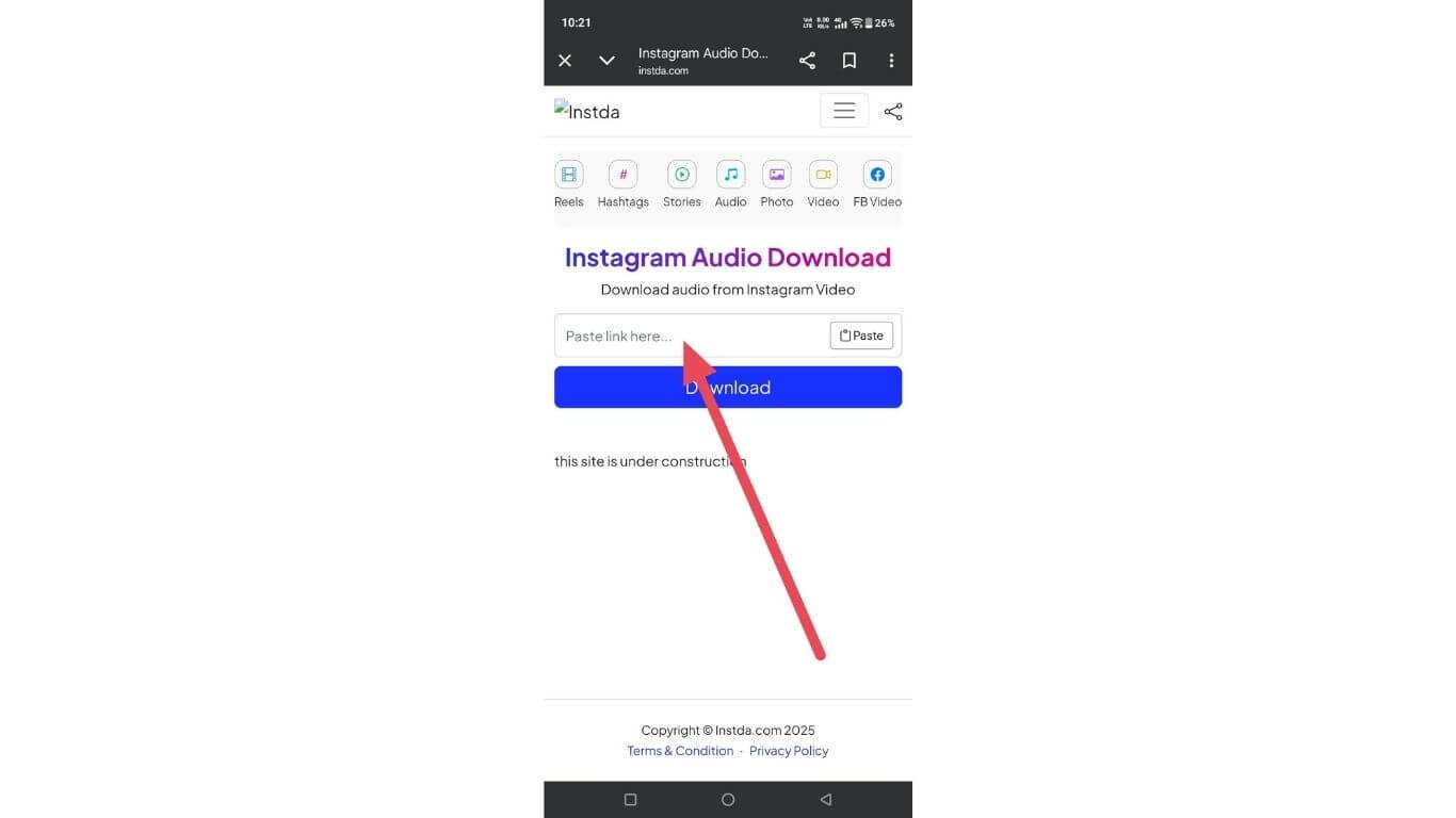 Paste Instagram audio URL here to convert to MP3